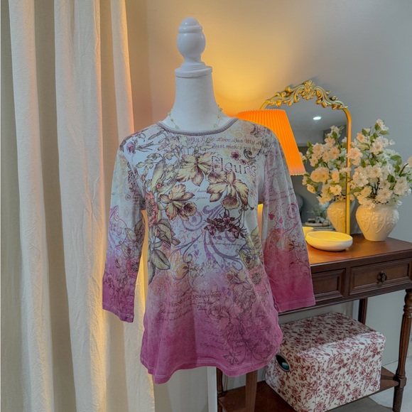 Christopher & Banks Tops - Christopher & Banks Pink Floral Long Sleeve Top